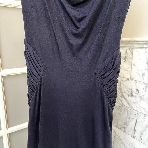Reem Acra Beaded Embellished Mesh Back Gown Navy Blue Size 4 - Picture 12 of 13
